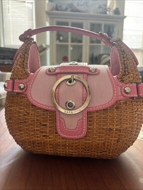 Rafe Studio Pink Straw Top-Handle Bag